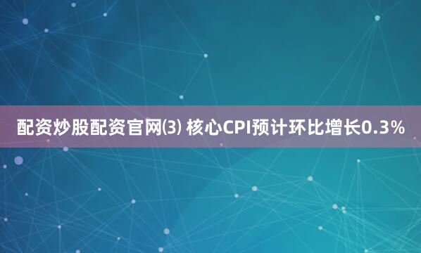 配资炒股配资官网⑶ 核心CPI预计环比增长0.3%